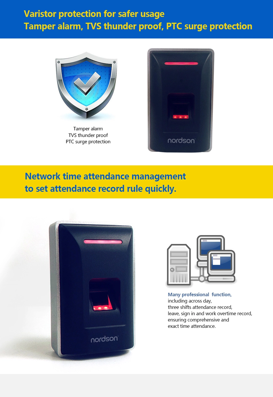 Intelligent Standalone Fingerpint Card Access Control Time Attendance