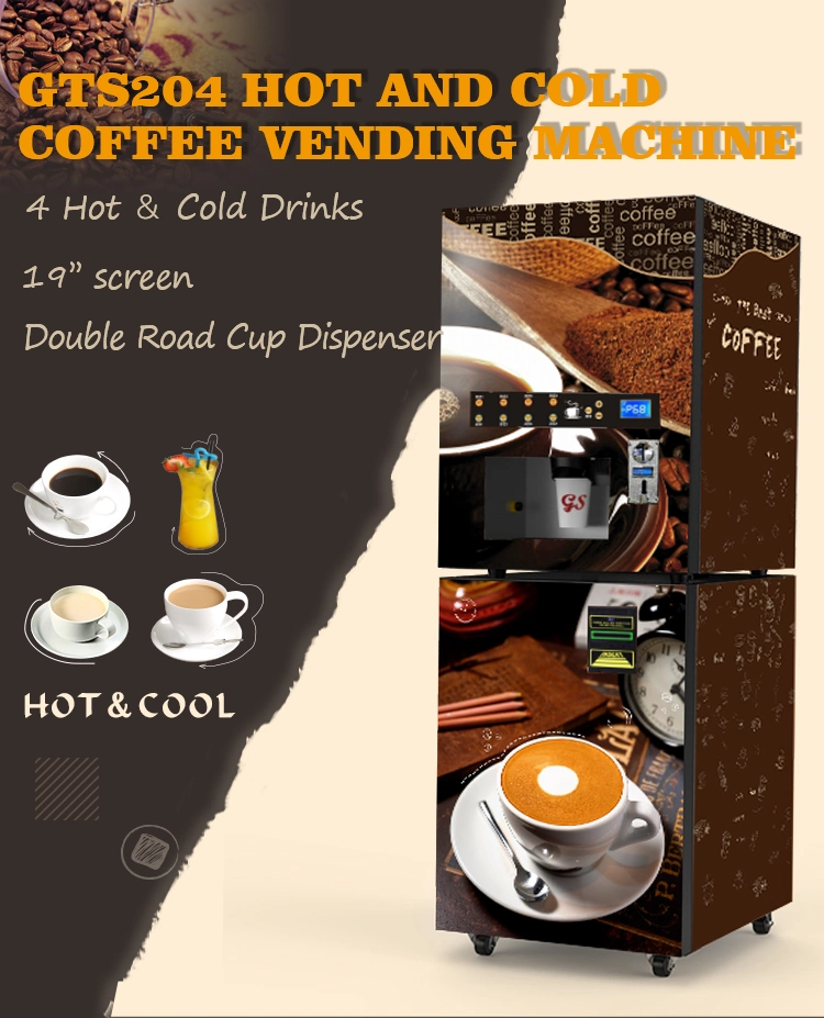 24 Hours Juice Milk and Coffee Vending Machine with Bill Validator