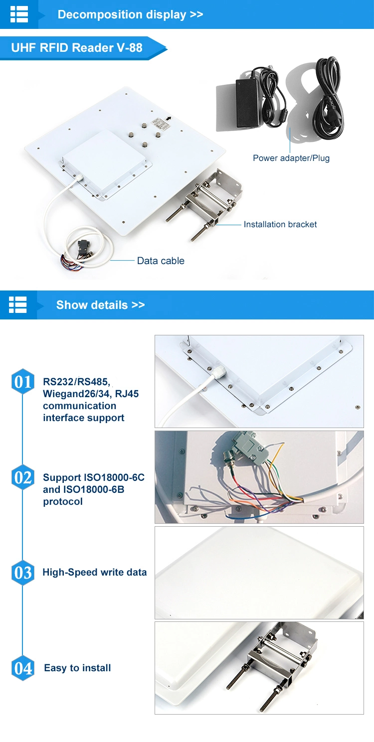 Long Distance 902-928MHz UHF RFID 125kHz RFID Card Reader with Metal Case Waterproof 0-15m to Read UHF RFID Reader