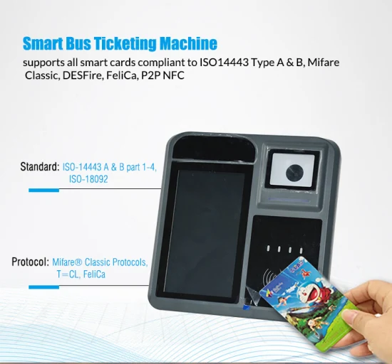 Android 9.0 Lector de tarjetas NFC con pantalla táctil de 7 pulgadas Traffic Bill Bus Validator Machine con sistemas POS (P18-Q)